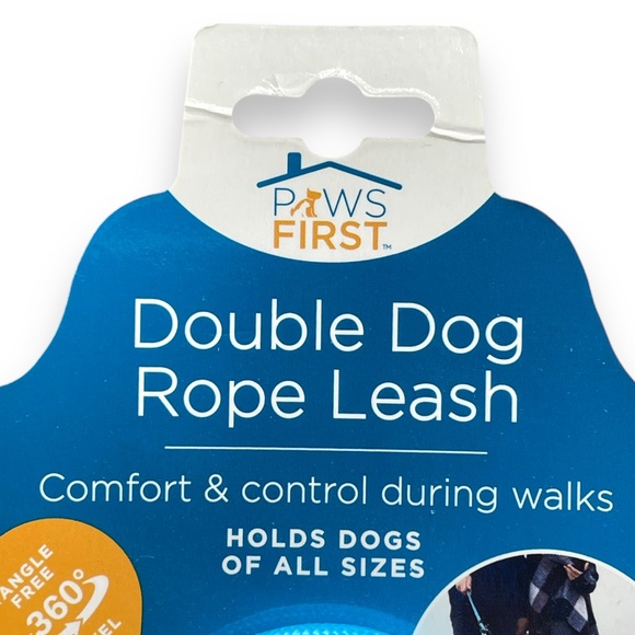 Paws First Brand New Double Dog Rope Leash Tangle Free 360 Degree Swivel 4.75 FT - Picture 8 of 9
